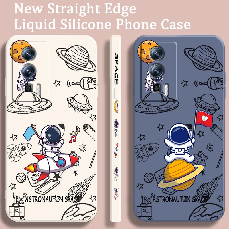 Anime Astronaut Cartoon Art Liquid Left Rope For Xiaomi Redmi 13C 12 12C K60 A1 K50 11 K40 10C 10 9A 9AT 9T 9C 5G Back