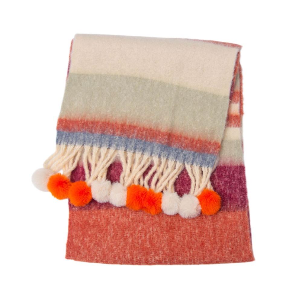Mohair Rainbow Tassel Shawl Loop Yarn Winter Cashmere Scarves Retro Warm Wraps Women/Men