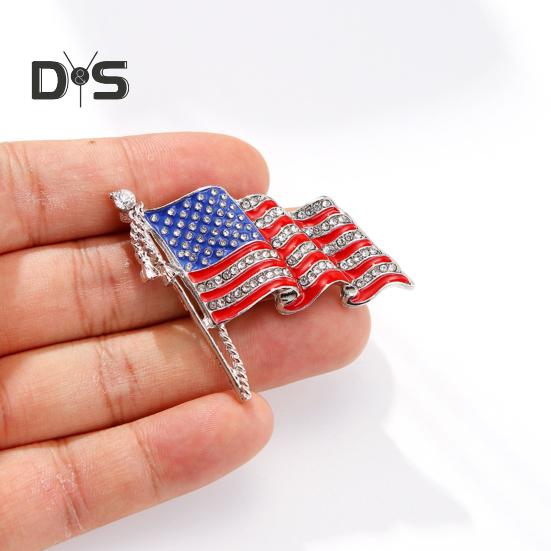 Brosche mit patriotischer amerikanischer Flagge, Zinklegierung, Strass-Emaille, wehende US-Nationalflagge, Anstecknadel, Pullover, Rucksack, Hut, Dekoration, Herren, Damen, Kleidungszubehör