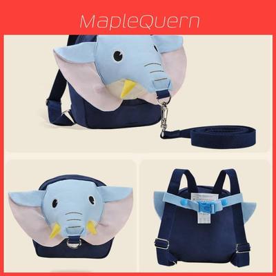 Charming Deep Blue And Yellow Elephant Kids Anti-lost Backpack With Safety Harness And Extendable Leash