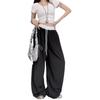 Women's Color Block Wide Leg Elastic Waist Quick-Dry Pants - Spring/Summer 2025, Loose Fit, Yamamoto Style