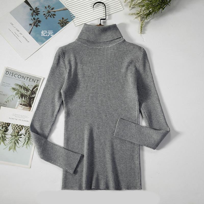 Women High Collar Sweaters Autumn Winter Slim Pullover Women Tops Casual Soft Knit Sweater Warm Turtleneck