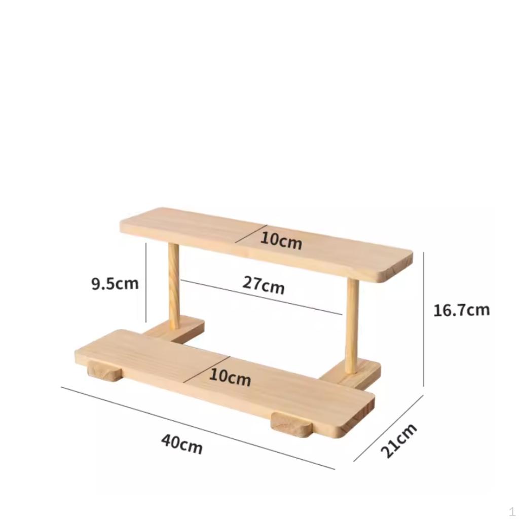 Wooden Display Stand, Tiered Organizer Shelf, Countertop Dessert Riser, Multipurpose Storage for