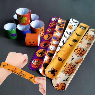 Halloween Serie Klatschen Kreis Spielzeug 12 Arten Zufällige Farbe Kürbis Dekor Fledermaus Armband Party Kinder Geschenke Streich Geburtstag Spielzeug