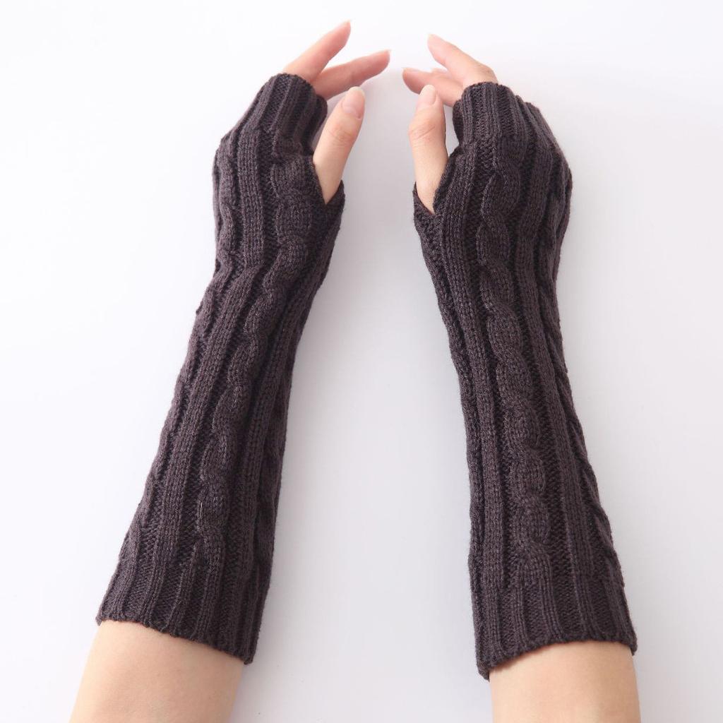 New Jacquard Knitted Woolen Sleeves for Men and Women in Autumn and Winter Fashionable and Warm with Exposed Fingers