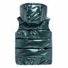 Glossy Sleeveless Puffer Jacket  Autumn and Winter New Padded Vest Short Cotton Waistcoat Jacket Hooded Vest