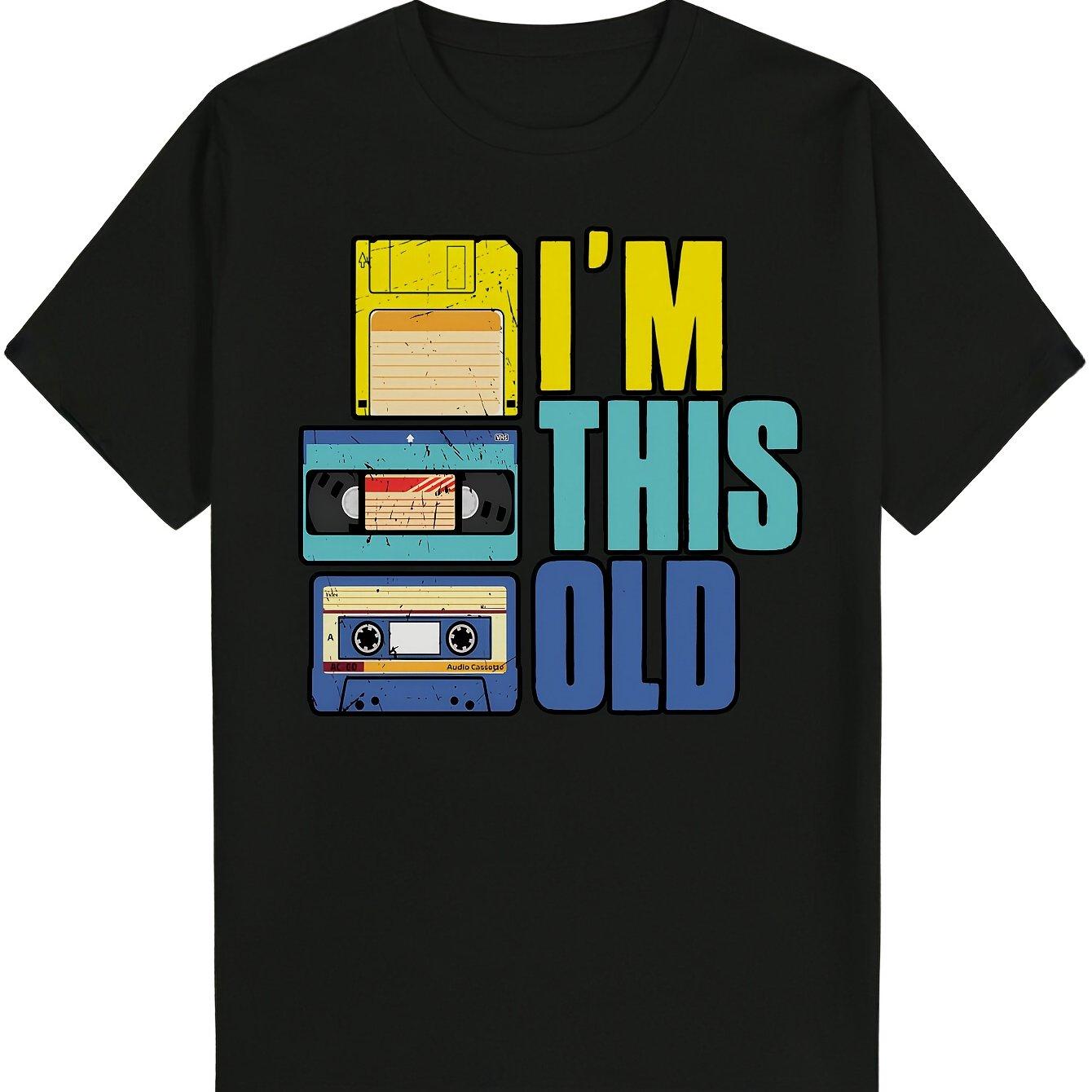 Men S Summer Casual Round Neck Polyester Print T-Shirt L чёрный