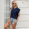 New Ladies Round Neck Loose Short-sleeved T-shirt Jacquard Tops Vest Female