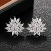 925 Sterling Silver Hollow Flower Stud Earrings for Women Full AAA Cubic Zirconia Earring Jewelry BrincosGood product