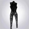 Sexy Men Elastic PU Bodysuit PVC Glossy Shiny Sleeveless Latex Men's Tights Cosplay Maid Leotard Zipper Open Crotch Stage Wear
