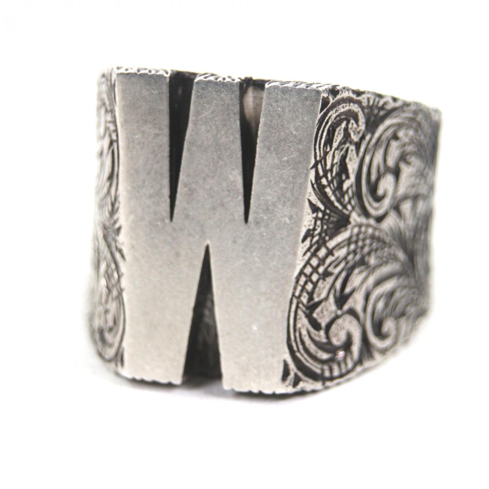 

Great GUCCI Ring Alphabet W Lettering Silver AG925 mens XL Used