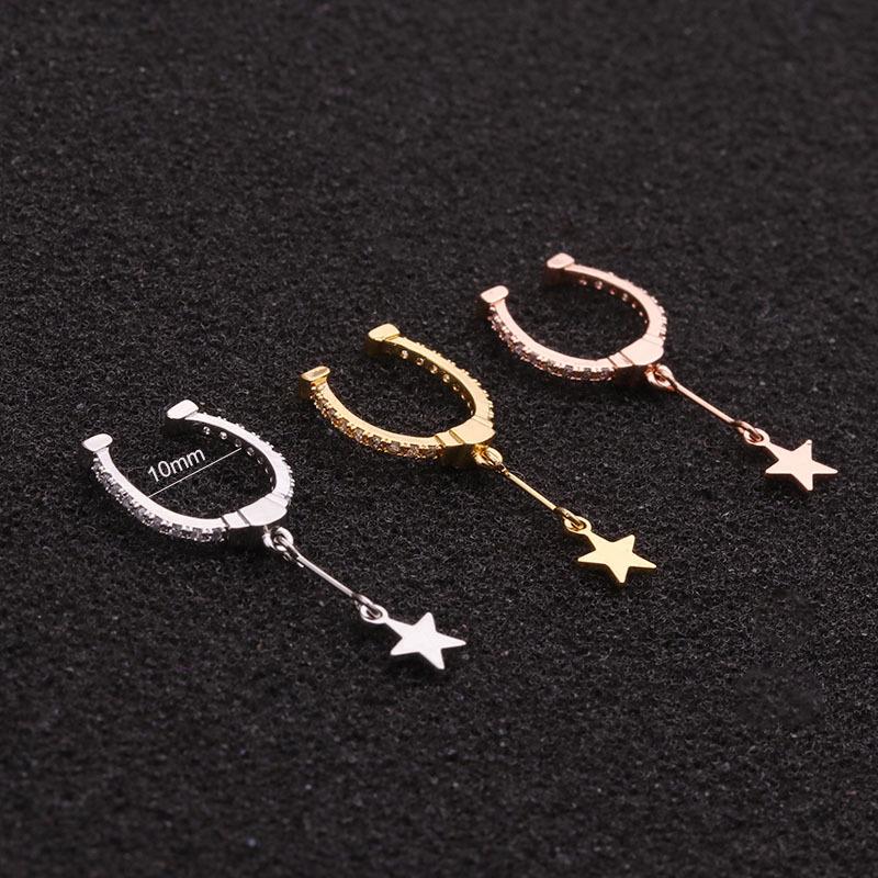 Pendientes colgantes de estrella de circonita microincrustada europea y americana (No se requiere perforación)