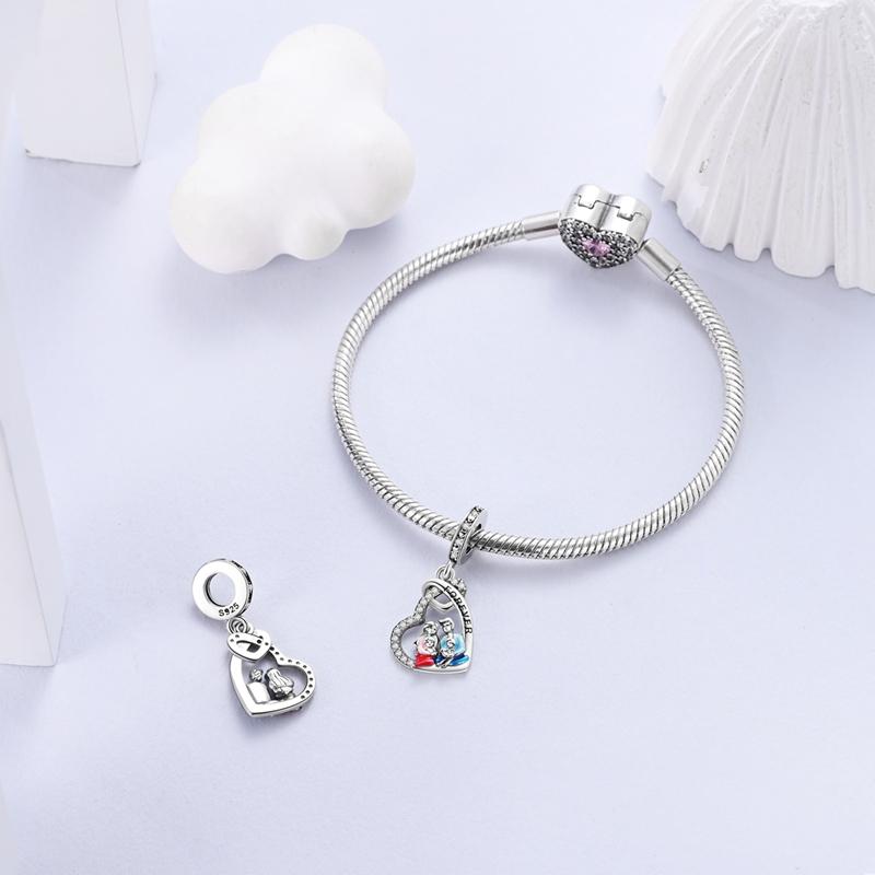 Original Charms Beads Copper Forever Family Heart Shape Pendant For Woman Jewelry For Bracelet Necklace Accessories