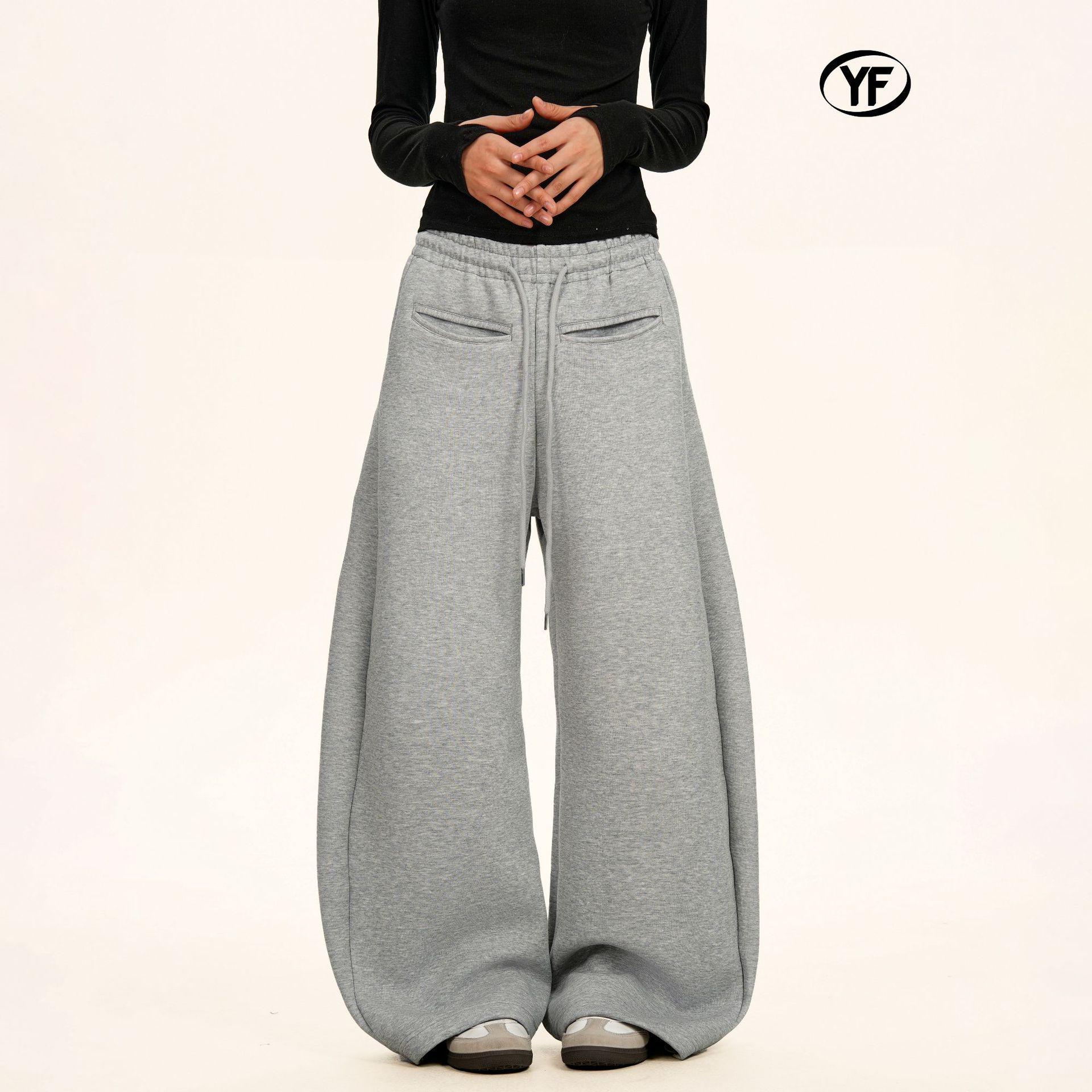 Yongfang Heavyweight Unisex Sweatpants: High Street Loose, Comfortable, Trendy Wide-Leg Drawstring Casual Pants XL