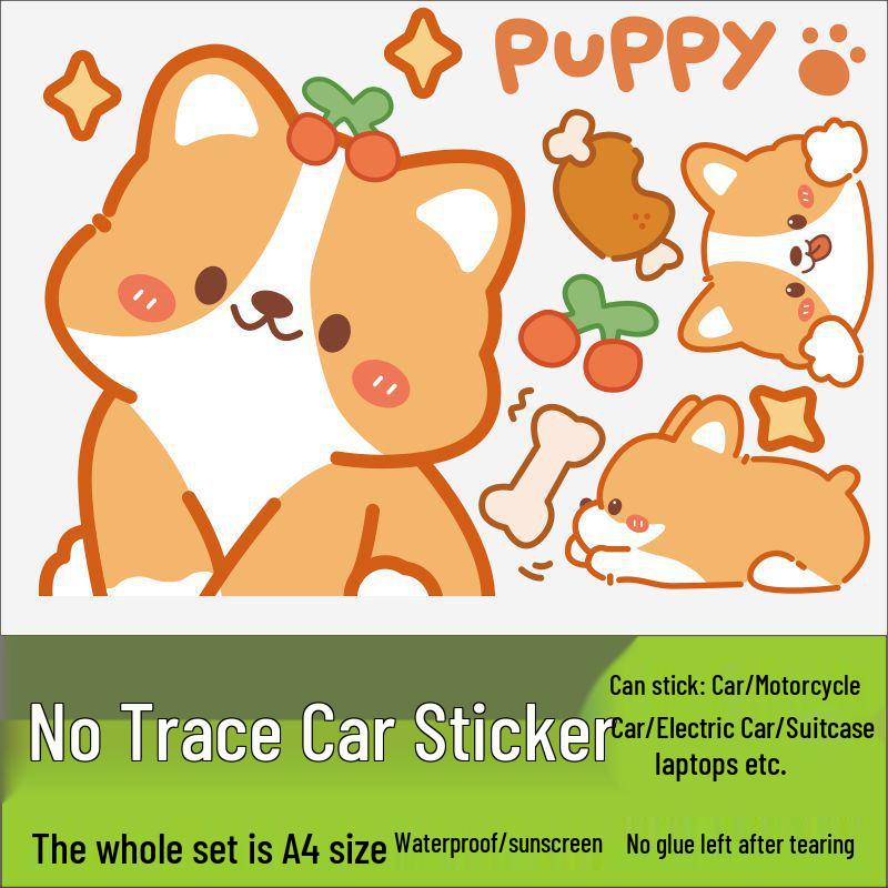 

Милые водонепроницаемые наклейки с корги для электромобилей, мотоциклов и велосипедов