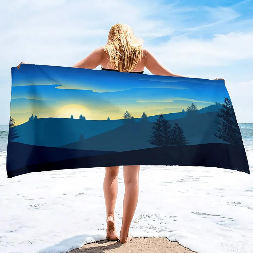 Sunrise Microfiber Thin Beach Towel Lightweight Oversized Extra Large Sand Free Towel Quick Dry Travel Pool Camping Sports Beach
