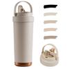SKIASE Tumbler with Straw, Ceramic Coating, 750ml, Portable, with Handle, Direct Drinking, Lid, Spill-Proof, Stainless Steel, Keeps Drinks Hot or