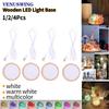 1/2/4Pcs Round Wooden LED Night Light Base for Decorative Holder Display Stand For Crystals Glass Ball Decor Art Ornament
