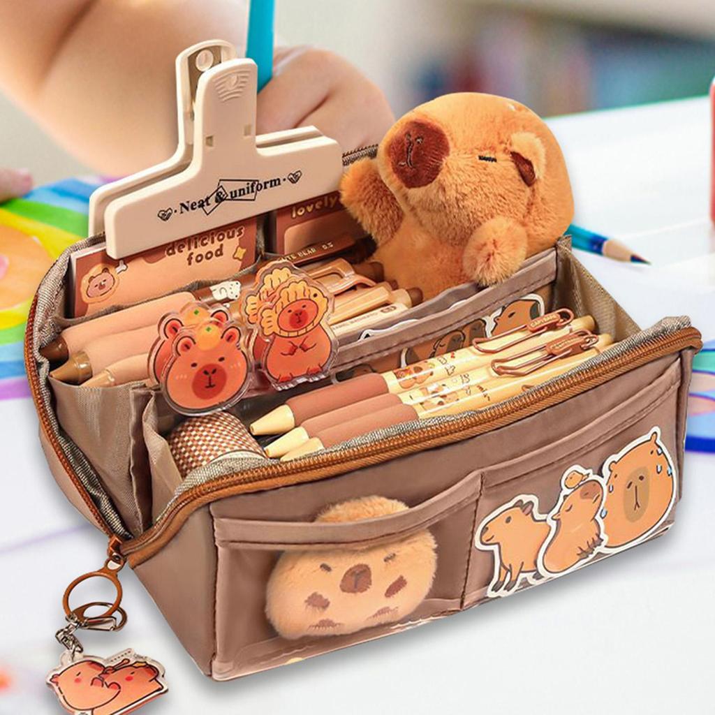 Capybara Pencil Bag Portable Large Pencil Pouch  kids Capybara Pencil Bag Holder Makeup Bag with Wide Opening Mouth for Cosmetic