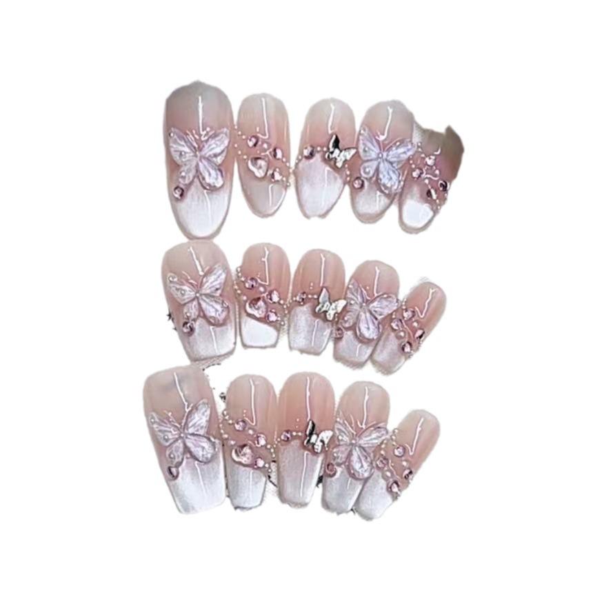 Pure Hand-made Phototherapy Wearer Armor Mirror Moon Butterfly Finished Product Reusable Nail Art Patches To Remove Cat Eyes