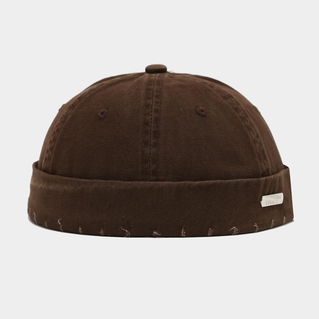 1 Stück Gewaschene Farbe Docker-Mütze Ohne Schirm Gebrochene Schirmlose Mützen Unifarbene Mütze Verstellbar Baumwollmützen Unisex Vintage Hip Hop