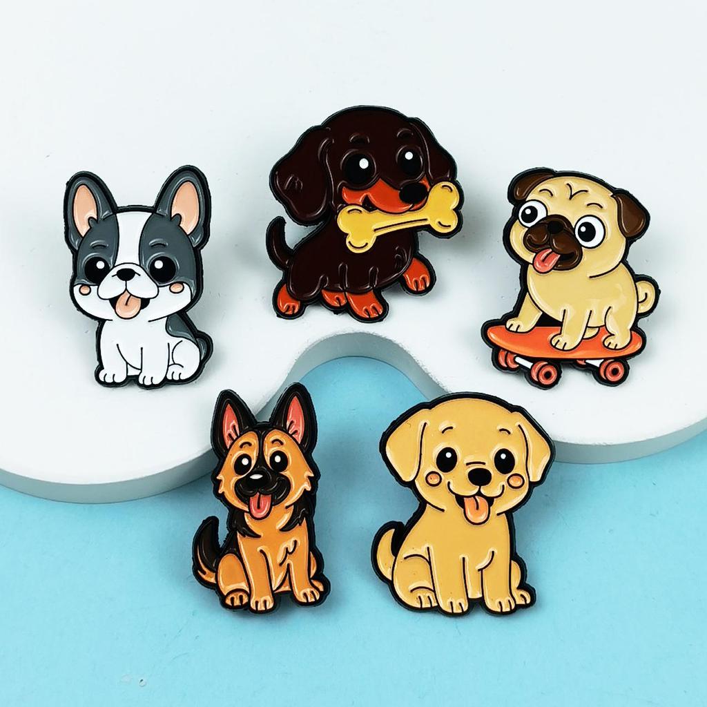 Creative Cartoon Puppy Metal Lapel Pin: Cute Bag Accessory or Children's Clothing Brooch