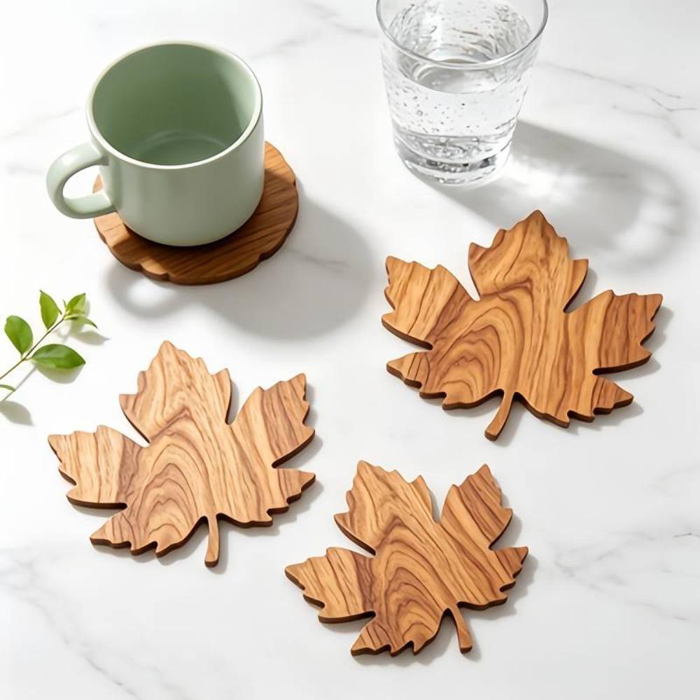 Rutschfeste Ahornblatt Holzuntersetzer Hitzebeständig Tassenunterlage Kaffeetassenuntersetzer Partygeschenke