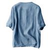 Women's Solid Color Vintage Loose Round Neck Thin Cotton Linen Tops Pullover Tops