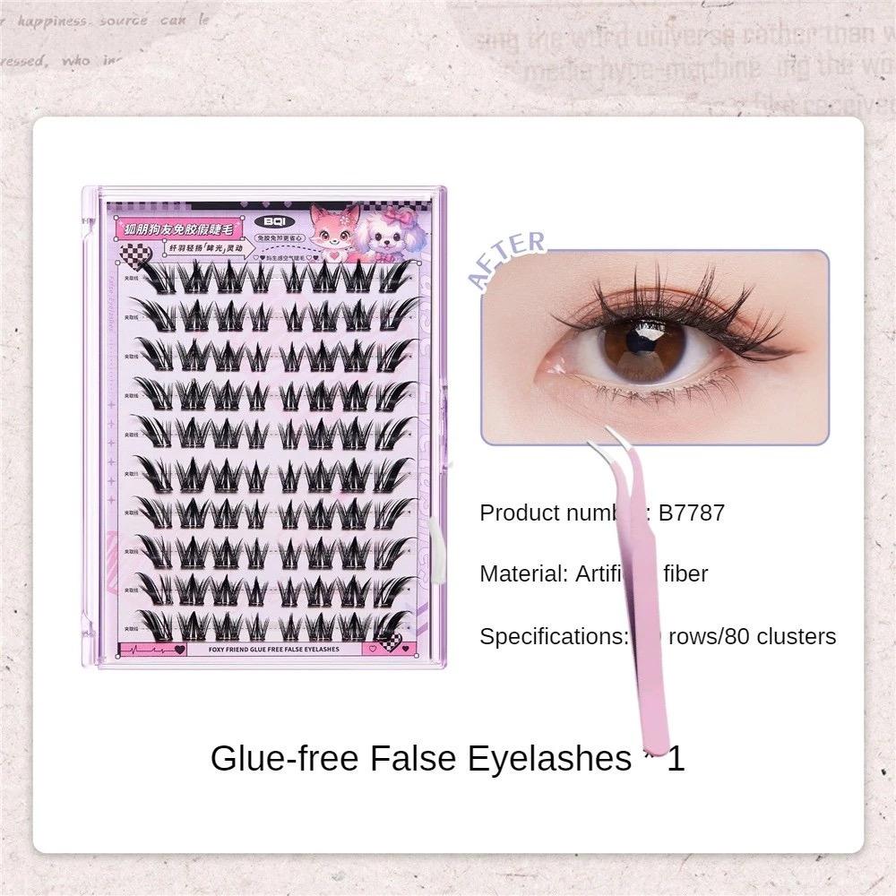 Fluffy Self-Adhesive False Eyelashes | No Glue Needed | Pre-Glued Natural Long & Volume Lashes | Soft & Comfortable