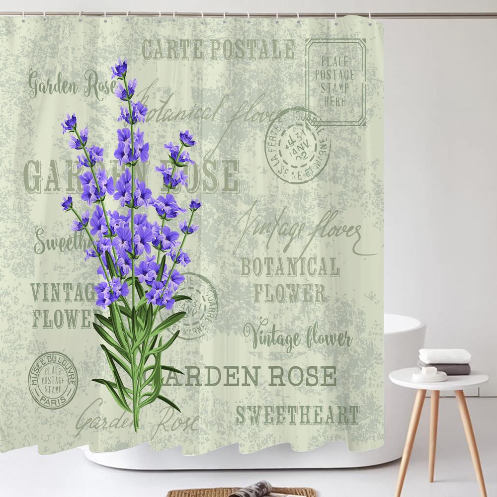 

Nordic Wind Retro Butterfly Flowers Shower Curtain Flower Waterproof Polyester Bath Curtain For Bathroom Home Decor Accessories W90xH180cm