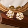 Europäische Retro 3D-Blumenperlen-Zirkon-Ohrstecker für Damen - Elegante, Einzigartige Luxus-Stecker
