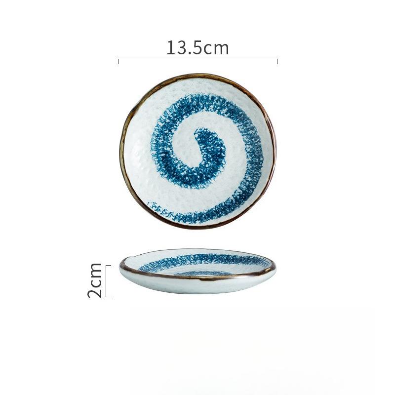 Japanese Sushi Plate Ceramic Dish for Restaurant Commercial Use Sashimi Salmon Appetizer Round Tray