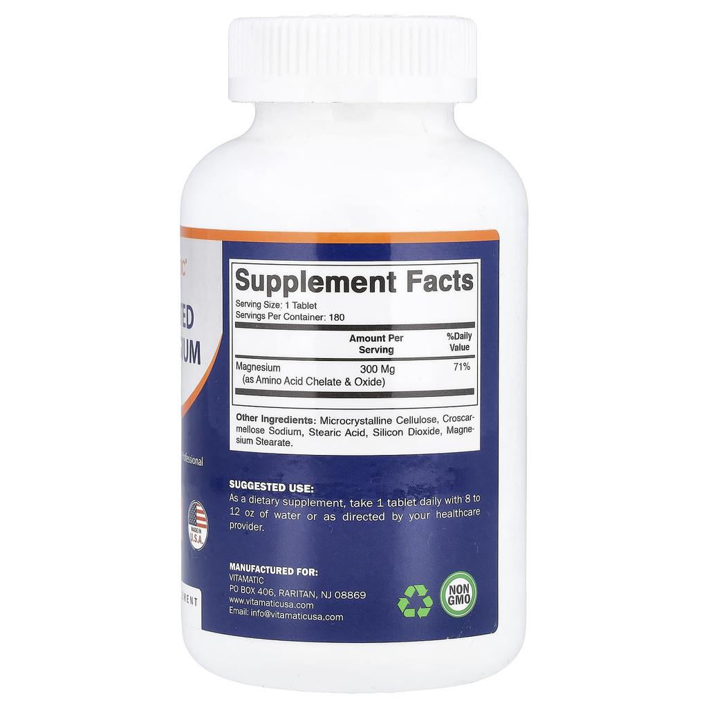 Vitamatic Chelated Magnesium, 180 Tablets (300mg Per Tablet)