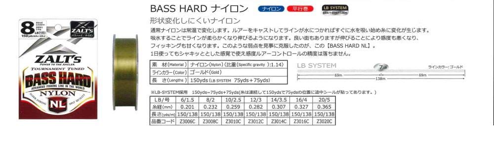 Zalt's Bass Hard Line, 150yds NL Z3010C, 10lb