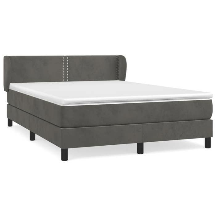 Maison Exclusive - Sommier à lattes de lit et matelas Gris foncé 140x190cm Velours