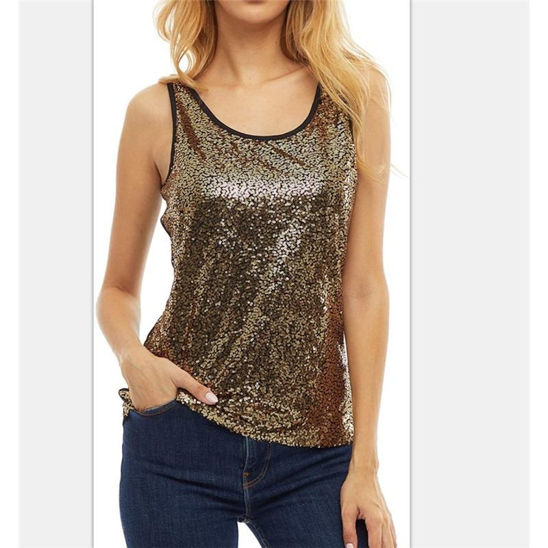 European And American Women's Shiny Sequin-Embellished Shimmering Vest