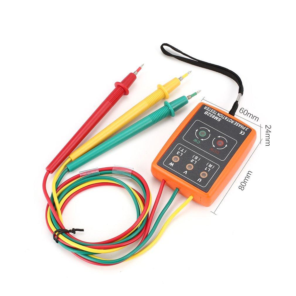 Sm852b 3-phase Rotation Tester Digital Phase Indicator Detector Led Buzzer Phase Sequence Meter 60vxefxbdx9e600v Ac