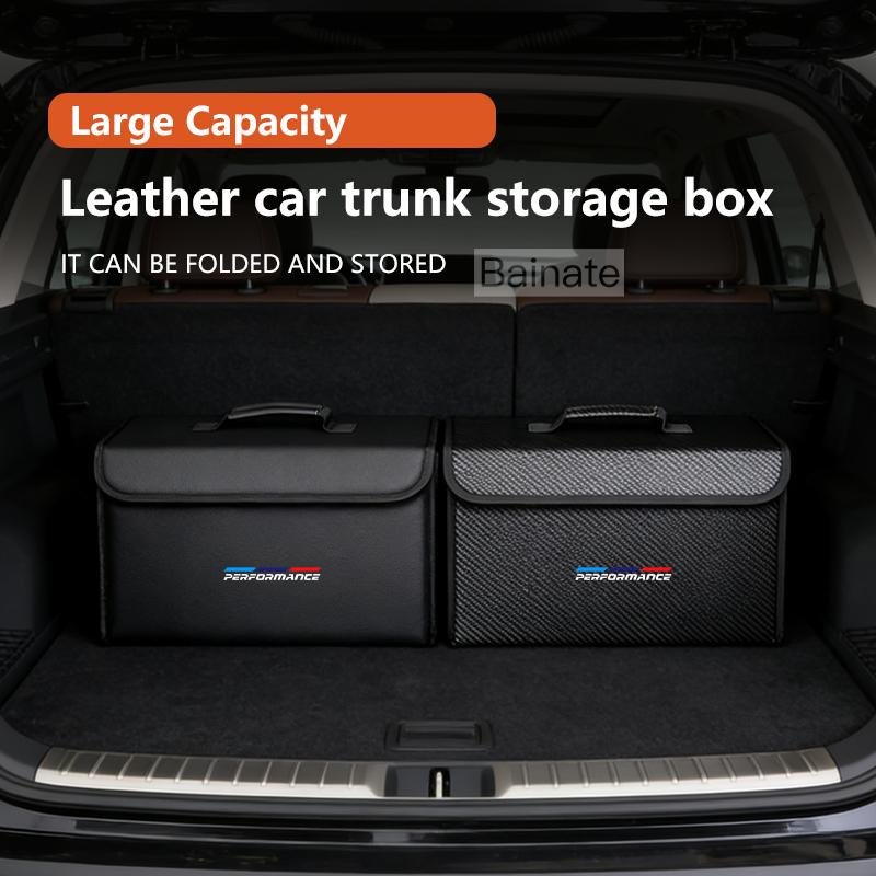 Car Leather Trunk Organizer Foldable Storage Box, For BMW Performance E46 E90 E60 E36 F90 M3 M5 E87 X3 X5 X6 G30 G32 Accessories EN0
