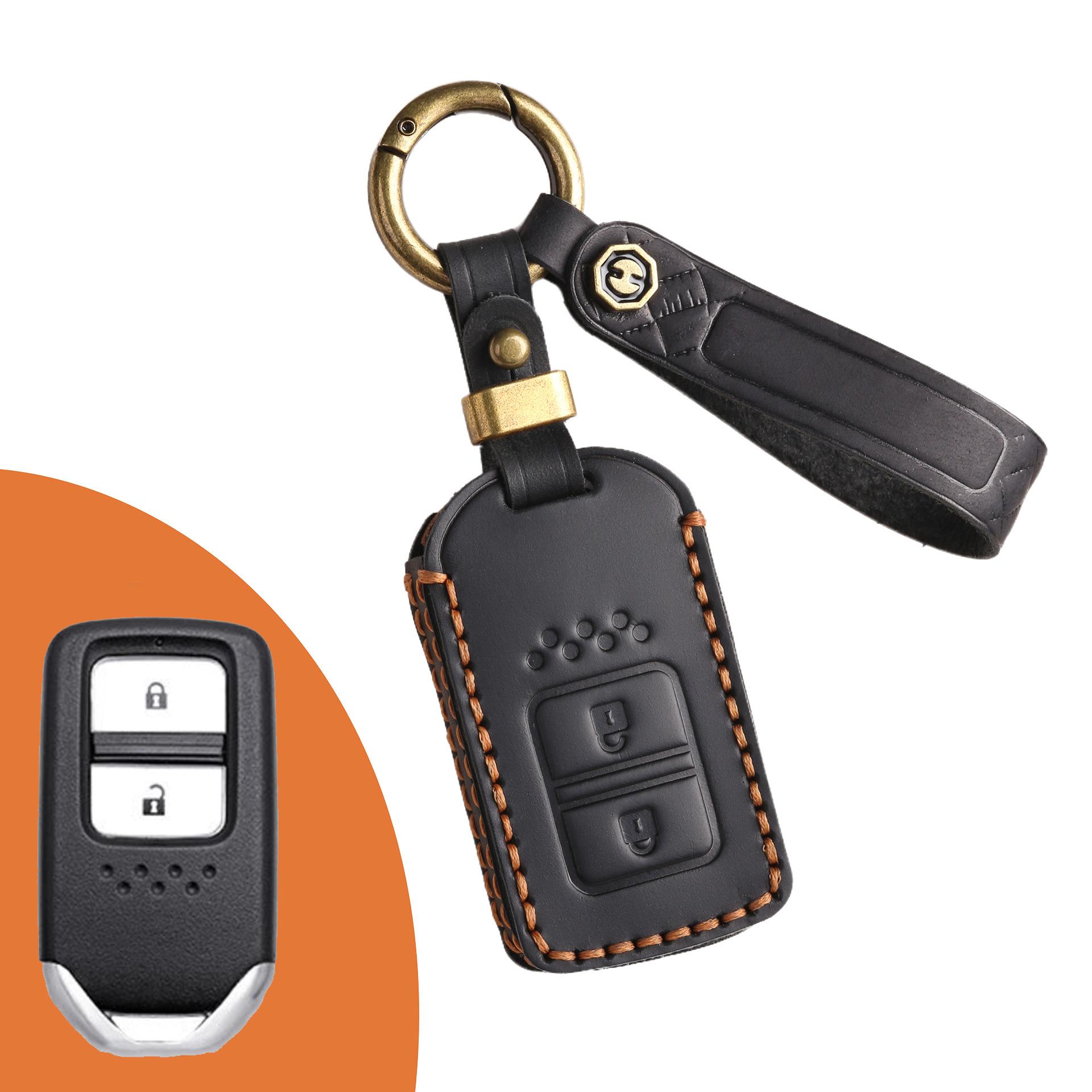 

The key case is suitable for Honda key cover, Fit Civic Accord Crown car key cover, genuine leather.