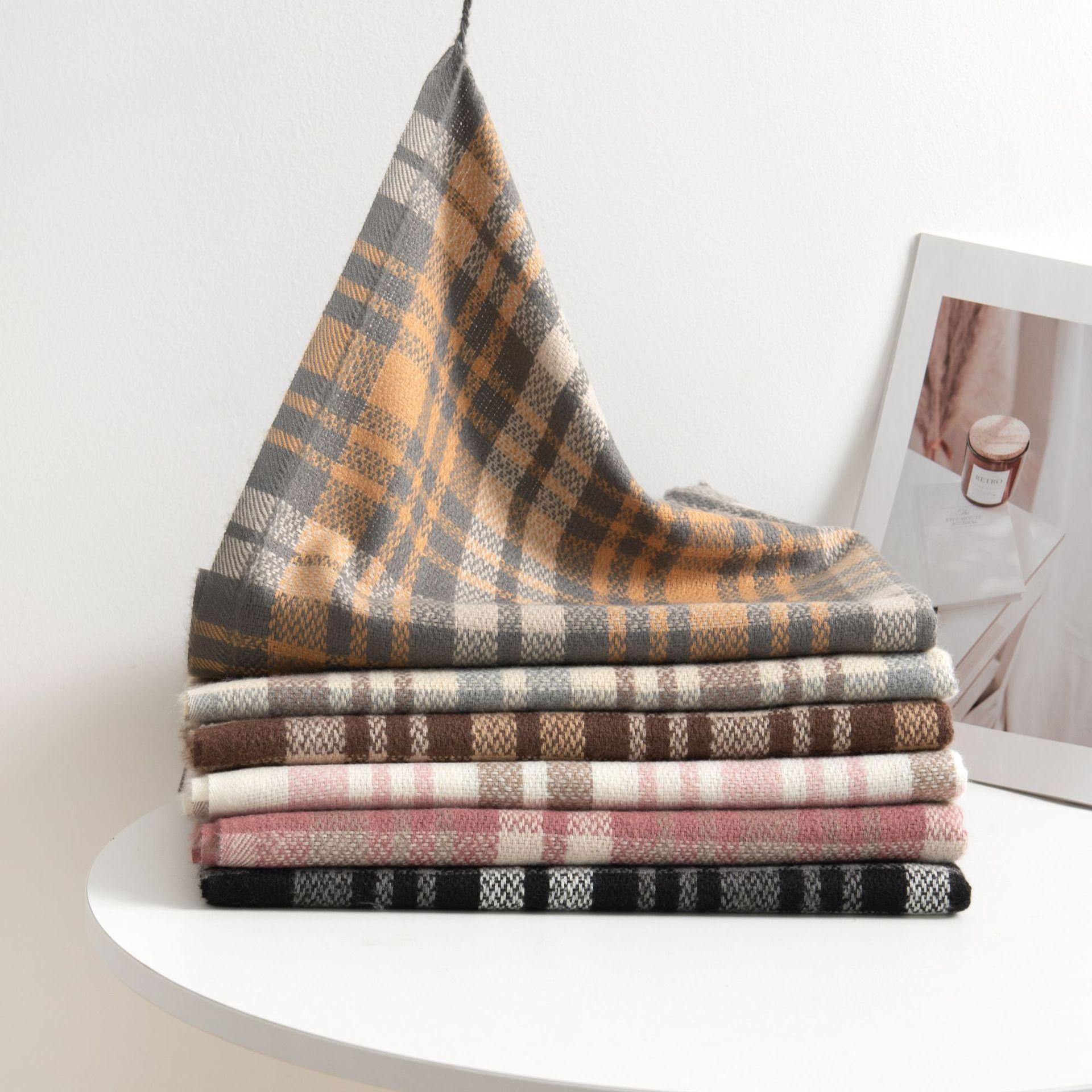 

British plaid scarf women s autumn and winter new versatile couple long warm double-sided thickened retro scarf 65*200cm