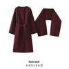 Winter 2024 Women's Fashionable European & American Style Wool Coat with Versatile Scarf Tie