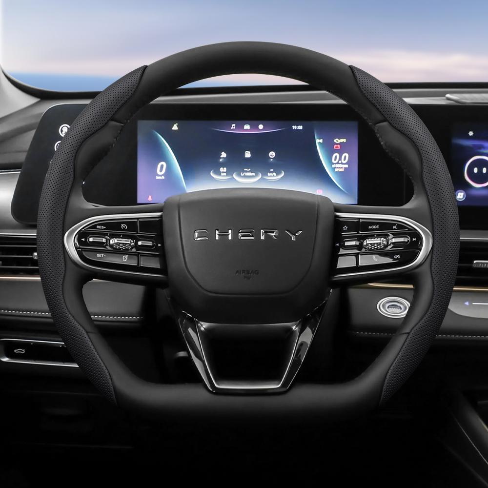 Suitable for Chery Breathable Holes Leather Steering Wheel Cover Segmented Quick Release Design Non-Slip Durable Tiggo2 4 7 8 9 Tiggo 8Pro 2Pro 7Proma