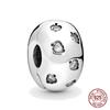 Clip 925 Sterling Silver CZ Zircon Love Heart Star Line Clip Charm Beads Stopper Fit Fashion Style Bracelet Silver 925 Jewelr