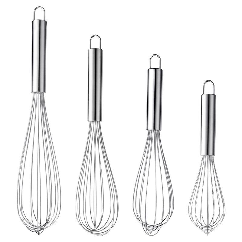 Stainless Steel Whisk with Thick Wire & Large Handle - Manual Cream Mixer & Egg Beater (10", 12", 14", 16")