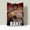 Anime B-Baki Hanma Throw Lightweight 240g Flannel Blanket Soft Skin-friendly for Summer Cooling