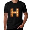 H Initial Neon Light TShirt Gym Exercise Short Sleeve TShirt