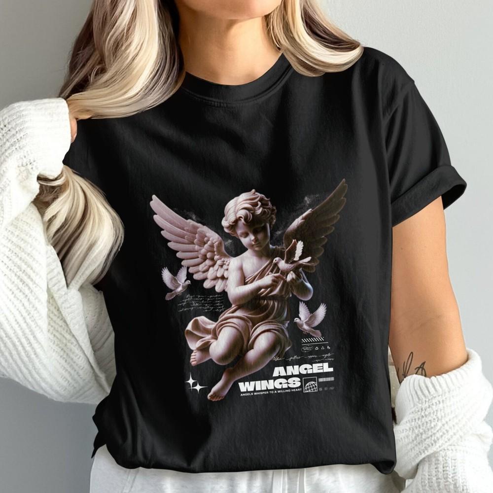Винтажная футболка с ангелом-путти, Классическая футболка с крылатым ангелом, Мифическая божественная унисекс футболка S