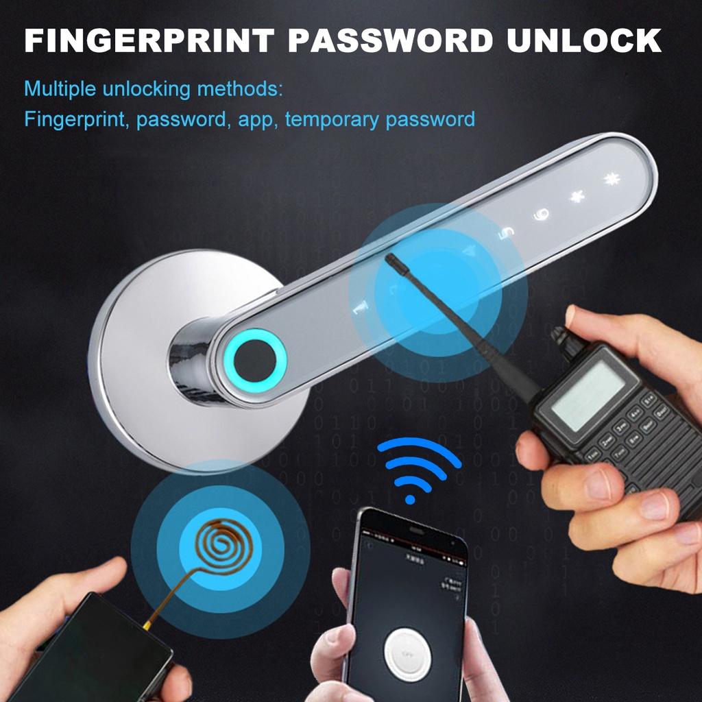 Smart Fingerprint Electronic Door Lock Bluetooth Password Handle Lock APP Unlock Keyless Entry Support iOS/Android