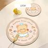 Cute Bear Rubber Coaster Round Heat Insulation Anti Slip Cup Mats Absorbent Reusable Pad Kitchen Items Accessories Decoration