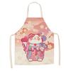 Japanese Lucky Cat Apron With Waterproof Linen Material For Kitchen Cooking And Baking